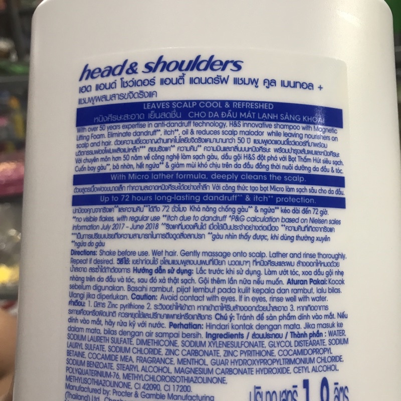 Dầu Gội Head &amp; Shoulder Bạc Hà (1800ml)
