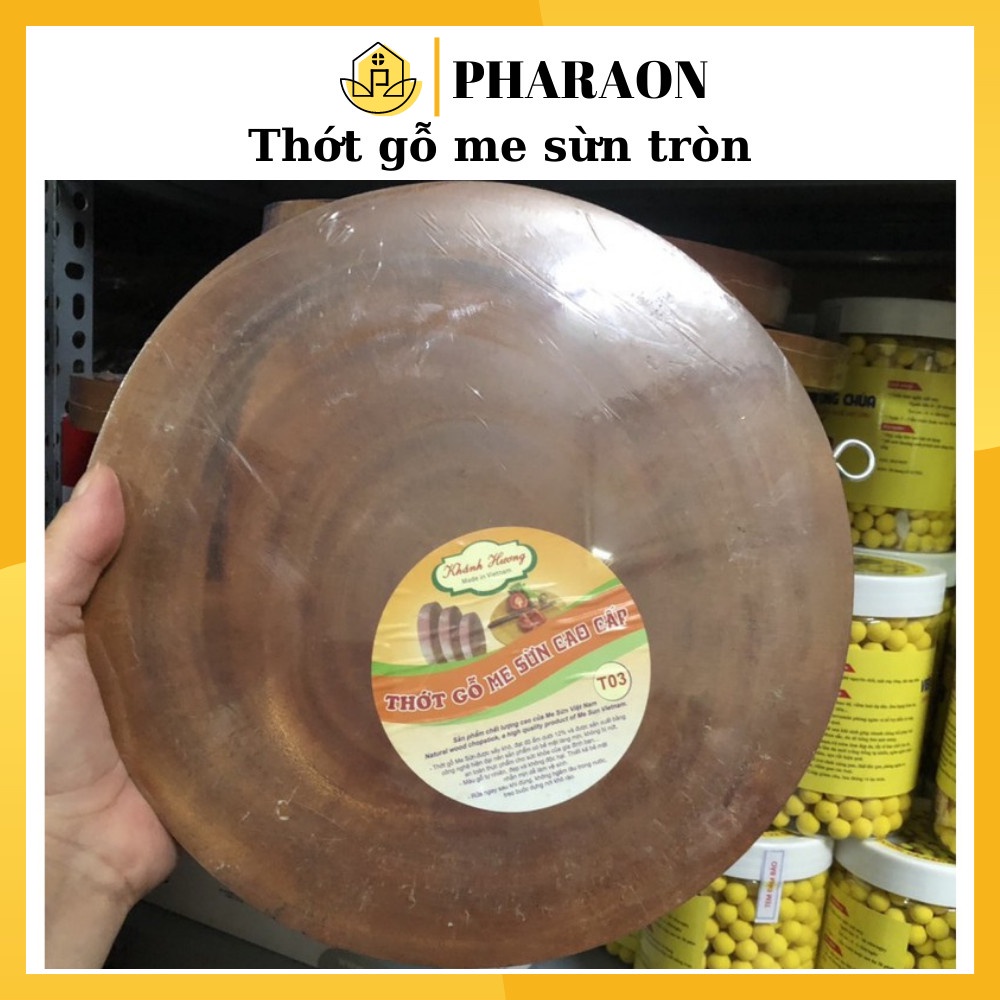 Thớt gỗ nhà bếp me sừn tròn gỗ tốt dùng bền đẹp Đường Kính 25cm - PHARAON