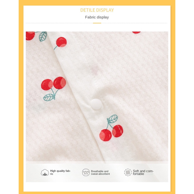 Bộ Áo Liền Quần Tay Ngắn Chất Liệu Cotton In Họa Tiết Hoạt Hình Bò Sữa Đáng Yêu Cho Bé Sơ Sinh