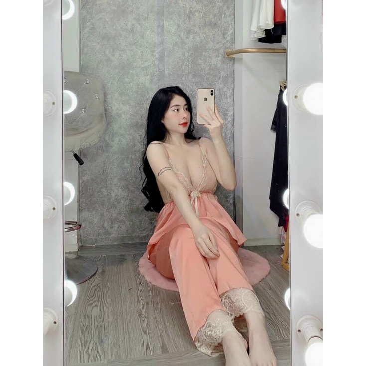 Set bộ ngủ lụa chất liệu vải satin cao cấp, thiết kế kiểu dáng trẻ trung, cá tính - 𝑲𝒉𝒐 𝒔𝒊̉ 𝑺𝒂̀𝒊 𝑮𝒐̀𝒏 | BigBuy360 - bigbuy360.vn