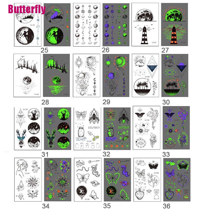 Hình Xăm Dán Tạm Thời Hình Bướm Phát Sáng Chống Thấm Nước