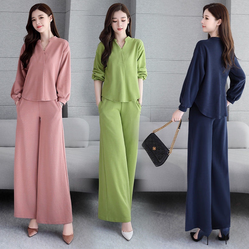 Bộ Áo Quần Ống Rộng Thời Trang Mùa Thu Phong Cách Mới Dành Cho Phụ Nữ Trung Niên