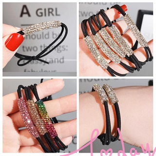 "❥huizi❥dây buộc tóc da đính đá lấp lánh phong cách hàn quốc cho nữ