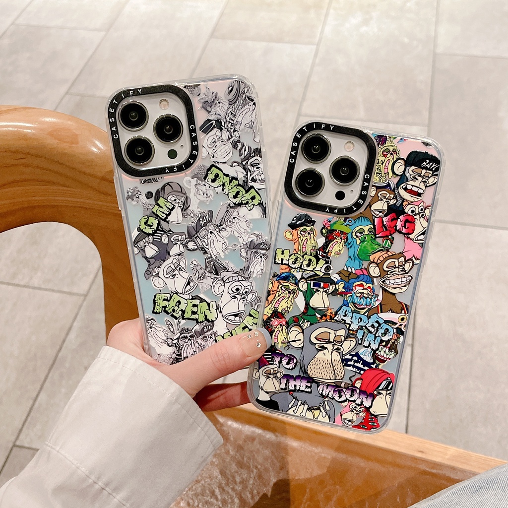 Ốp Điện Thoại TPU Chống Sốc Màu Laser In Hình Khỉ Cá Tính Cho iPhone X XR XS MAX 14 Plus 12 11 13 pro MAX