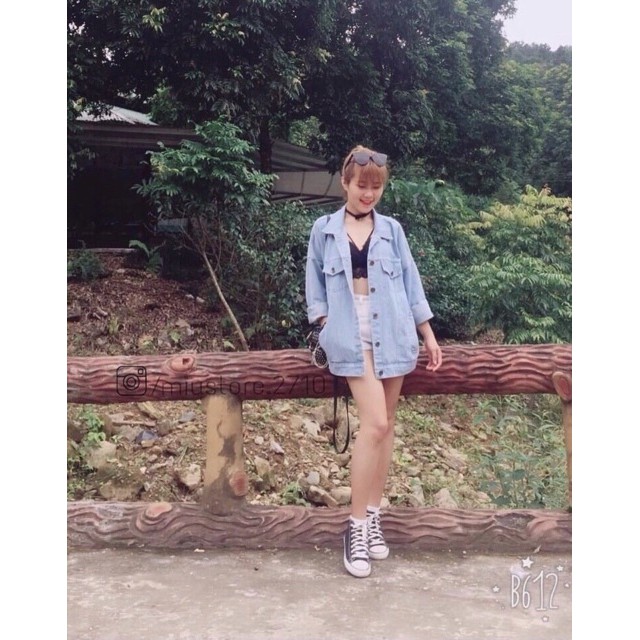 ÁO KHOÁC NỮ JEAN XANH NHẠT BẠC V1929