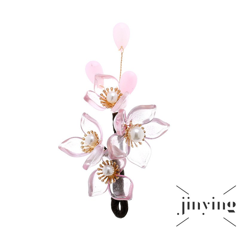 ❤S Wind Antique Style Hairpin Fresh Retro Imitated Jade Pink Flower Hair Accessories Fashion Han Chinese Clothing Hair O