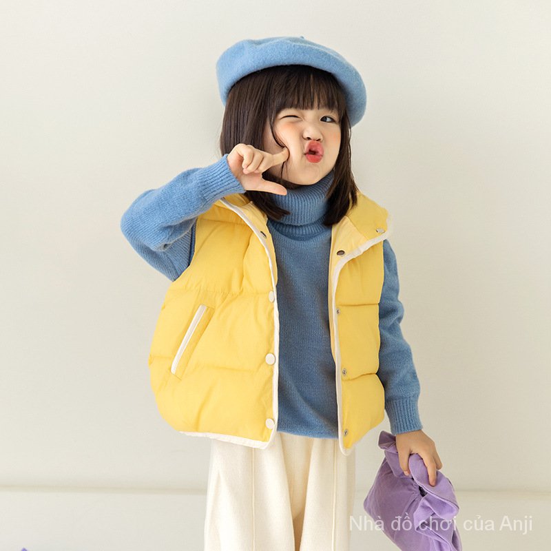Children Down Cotton Men And Women For Thick Baby Hooded Vest Korean Wear Outside Waistcoat