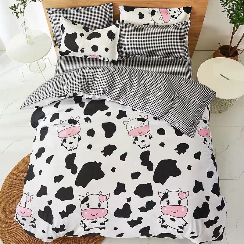 Bộ Chăn ga gối cotton poly Emmidecor cao cấp mẫu con bò sữa 2020 giá tốt