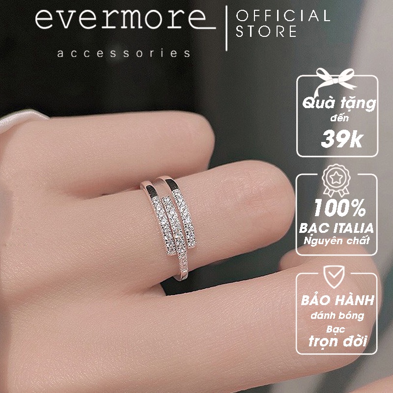 Nhẫn bạc EVERMORE, nhẫn bạc 3 gạch đá sáng tạo Hachi Hachi - N049
