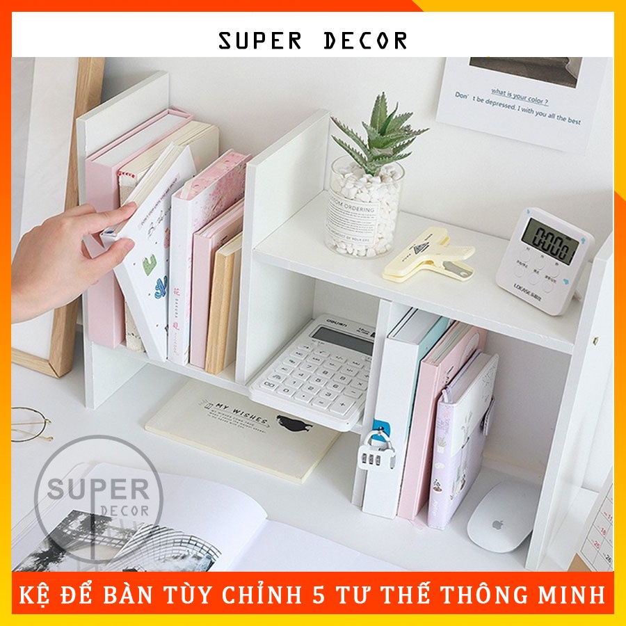 Kệ giá sách để bàn học hoặc bàn làm việc, bằng gỗ MDF. Hàng lắp ráp mini giá rẻ 35x50x20