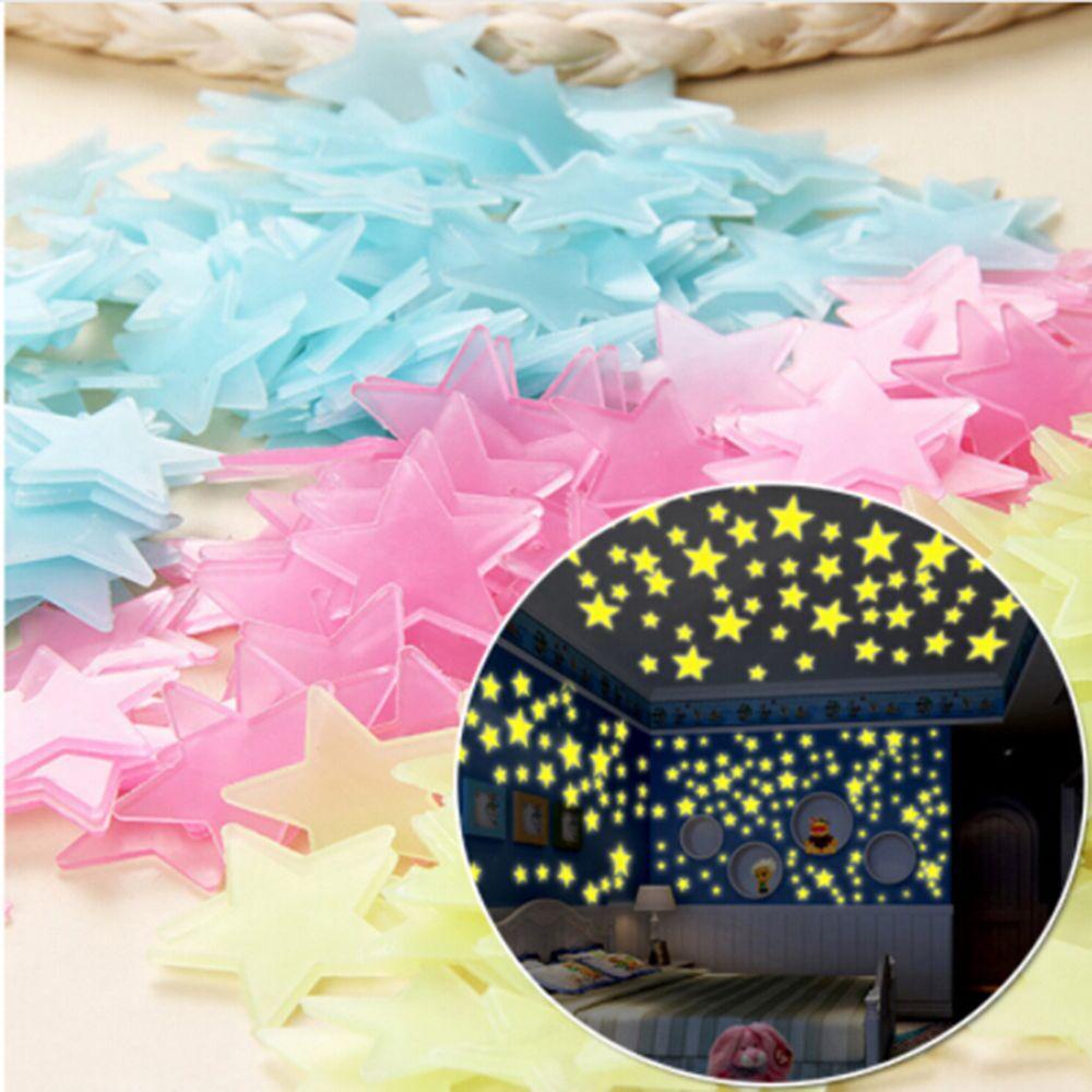 Set 100 Sticker Dán Tường Hình Ngôi Sao Dạ Quang Vui Nhộn