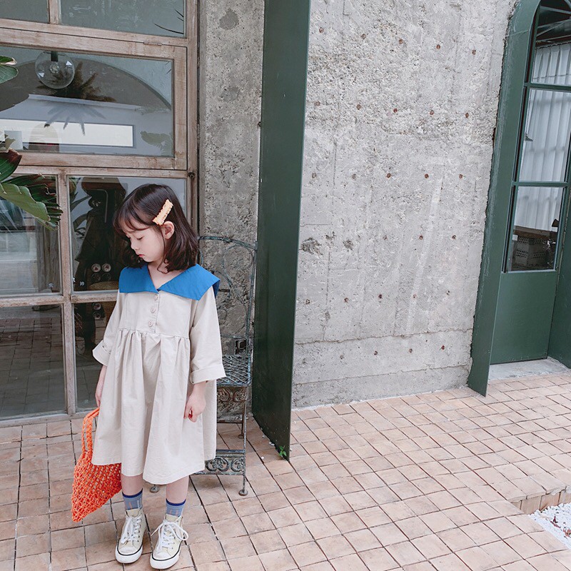 Đầm bé gái thu đông kiểu Hàn Quốc đầm thủy thủ