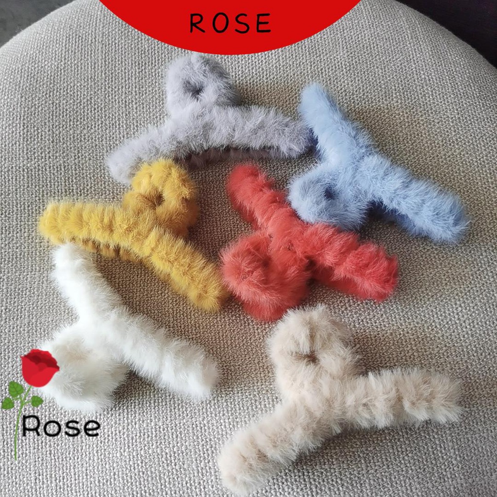 Kẹp Tóc Nữ Phối Lông Thời Trang Thu Đông Nhiều Màu Sắc Phong Cách Hàn Quốc