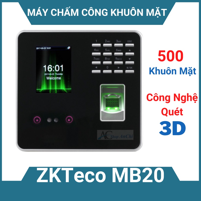 [ CHÍNH HÃNG ] Máy chấm công khuôn mặt, vân tay ZKTeco MB20. Khuôn mặt, vân tay siêu nhậy cho doanh nghiệp dưới 50 người