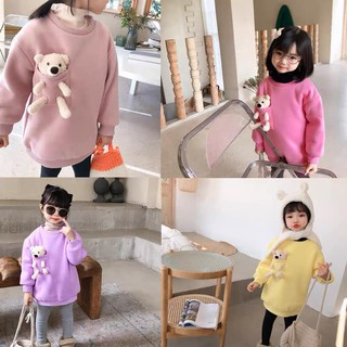 Áo hoddie Kèm Gấu Cho Bé Gái hàng bao chất Hàng Bao Chất