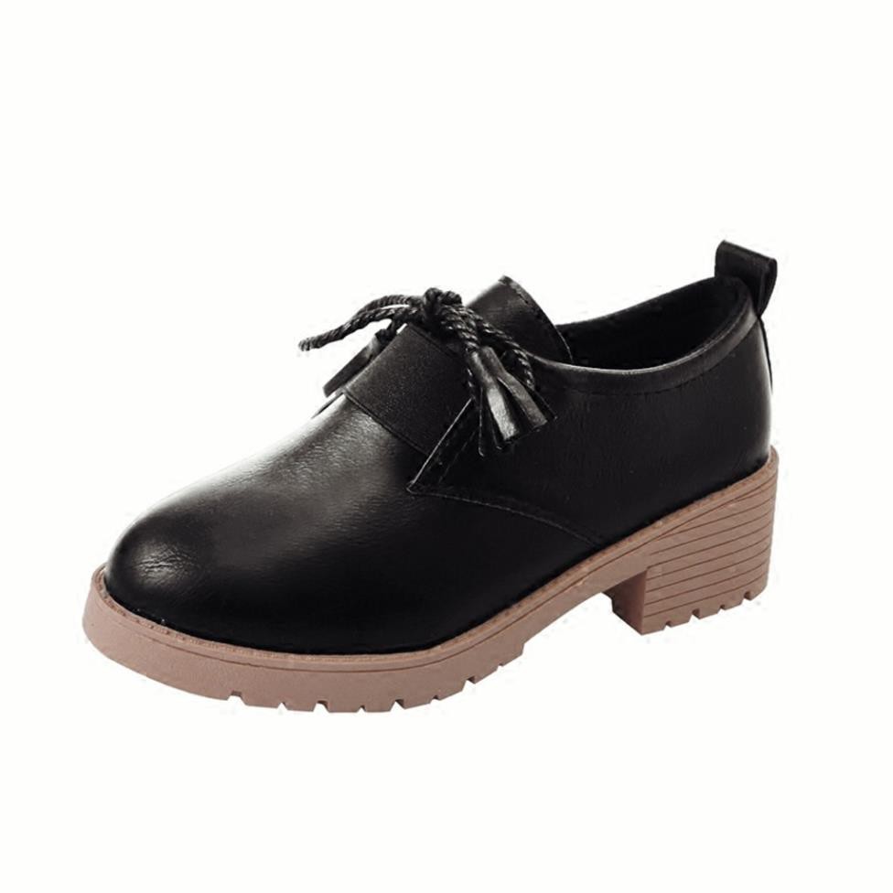 Giày Oxford Nữ Gót Vuông Cao 4,5cm Da Mềm Phong Cách Nữ Tính Tiểu Thư ST50 - Mery Shoes