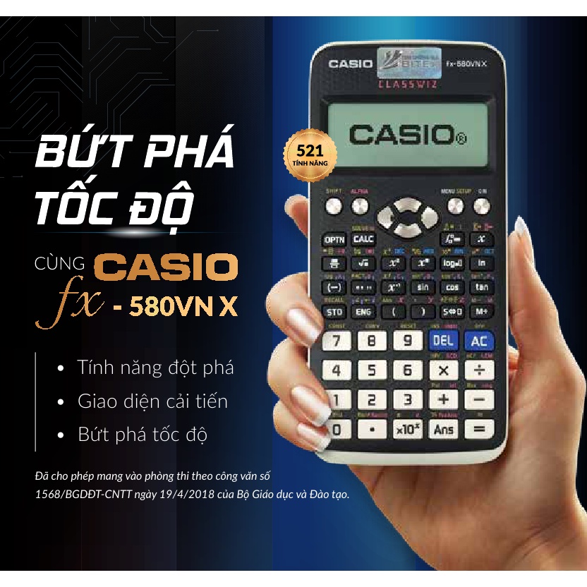 Máy tính CASIO fx-580VN X - Nhập khẩu THÁI LAN Chính Hãng - 7 NĂM Bảo Hành Điện Tử 1 đổi 1 - CASIO 580VNX fx580VNX