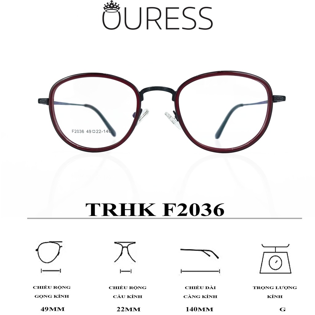 Gọng kính Ovan Hợp Kim Ouress F2036 Siêu Bền Dễ Thương
