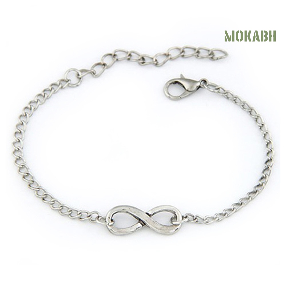 [Vòng Đeo Tay] Vòng Đeo Tay Dây Xích Bằng Kim Loại Hình Biển Vô Cực Vô Cực Có Khóa Càng Cua Điều Chỉnh Được Phong Cách Punk