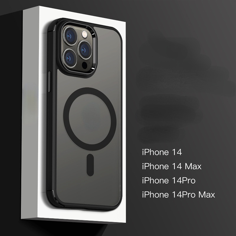 Ốp Điện Thoại Kim Loại Hít Nam Châm Mặt Nhám Cho Iphone 14 13 12 PRO Max IPhone14 PRO