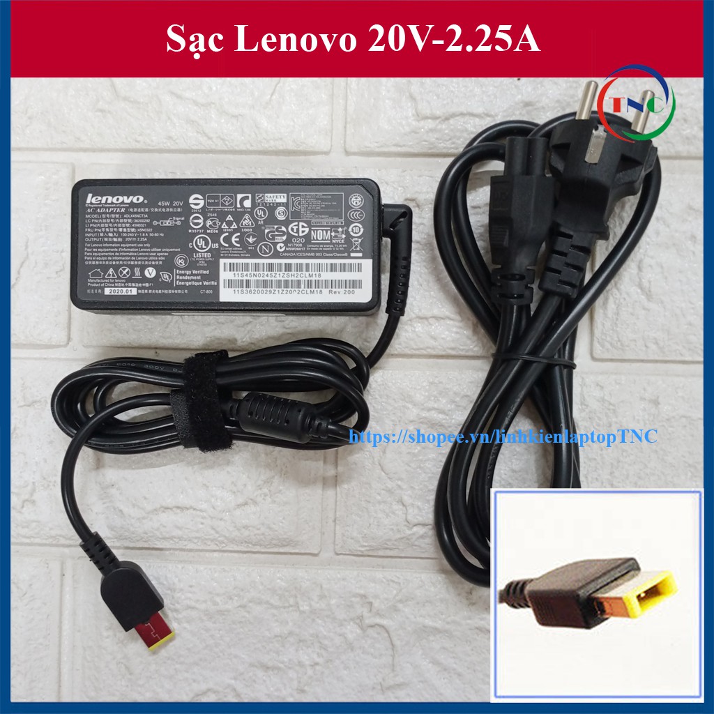 Sạc Laptop Lenovo 20V 2.25A 45W chân vuông