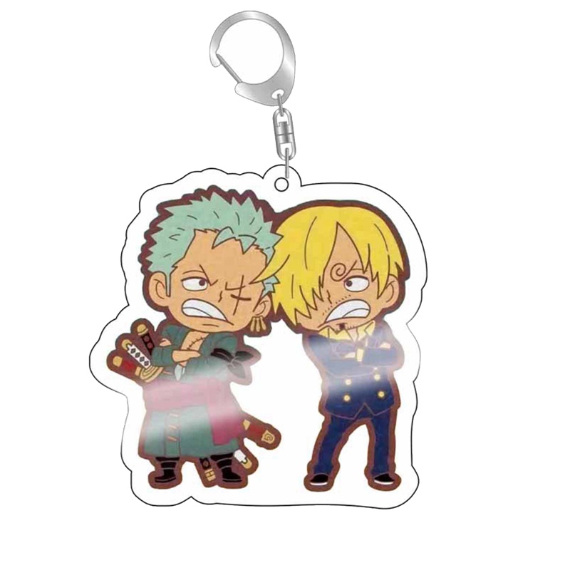 Móc Khóa Cao Su Họa Tiết Hoạt Hình One Piece Luffy Zoro Đáng Yêu