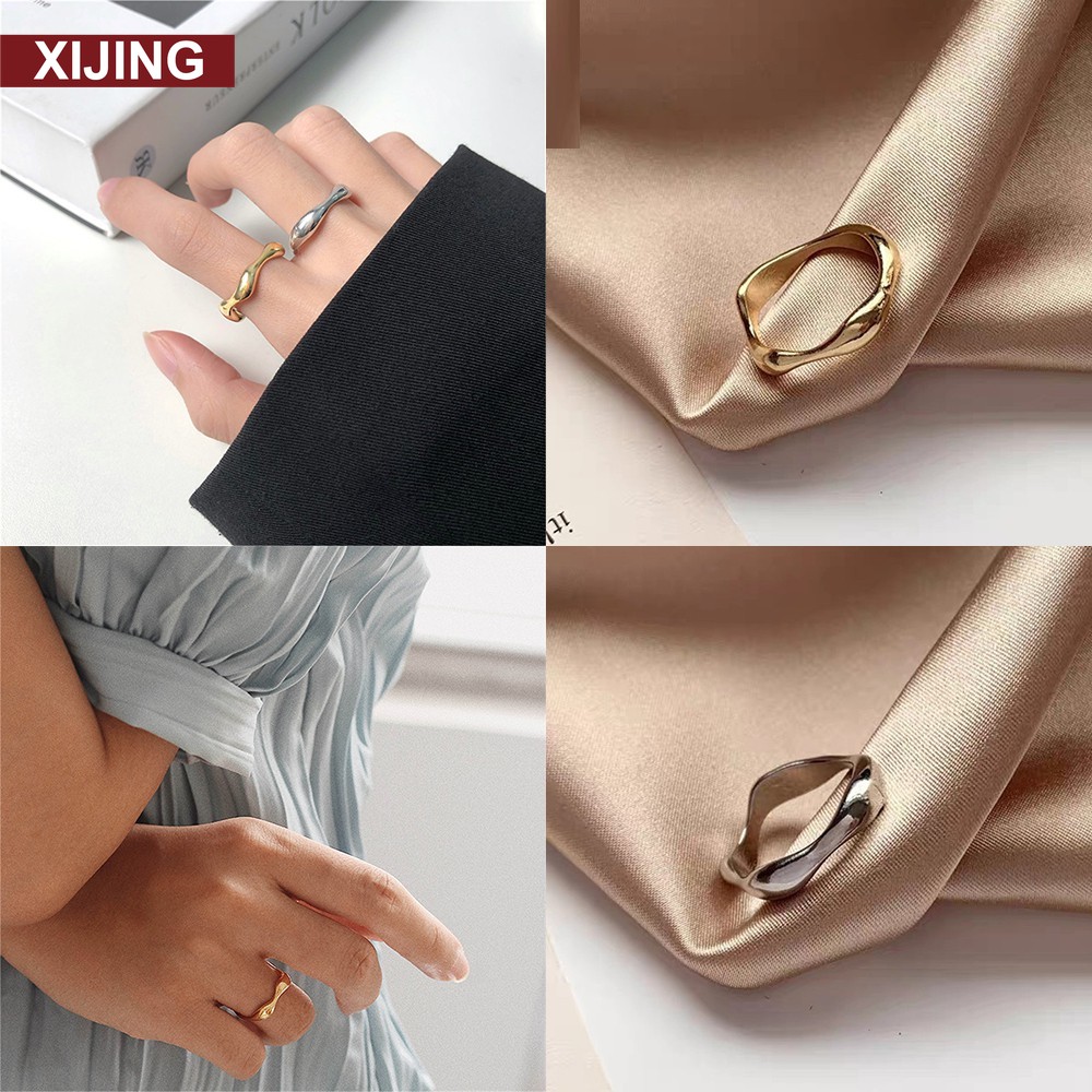 【COD】Nhẫn kiểu cổ gợn sóng phong cách Hàn Quốc thiết kế thời trang đơn giản