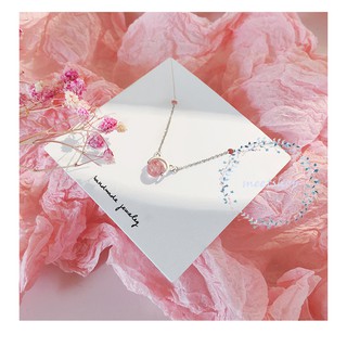Dây chuyền bạc mèo hồng dễ thương