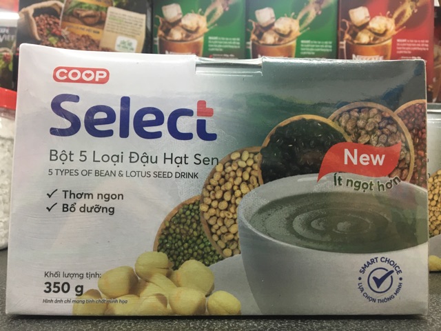 Bột 5 Loại Đậu Hạt Sen Có Đường Coop 350G