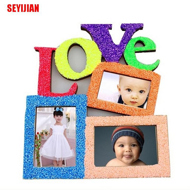 Khung ảnh bằng gỗ phối chữ Love trang trí nhà cửa DIY tiện lợi