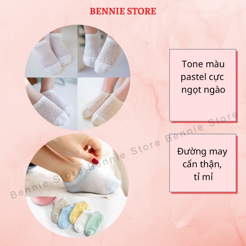 Set 5 đôi vớ lưới cho bé, Tất lưới xuất Hàn nhiều màu siêu xinh