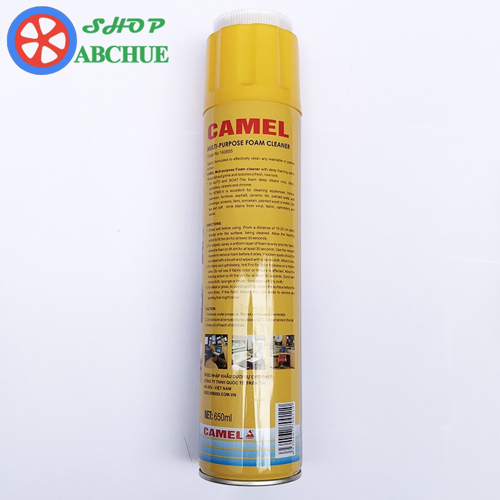 Combo 2 Chai Xịt Bọt Đa Năng Vệ Sinh Ghế Da Nỉ Nội Thất Ô Tô Foam Cleaner Màu Vàng