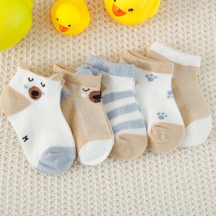 Set 5 đôi tất Mèo Kid's Socks Robibabi, chất cotton Hàn Quốc mềm mịn an toàn cho trẻ sơ sinh Nuoiconkieuhan