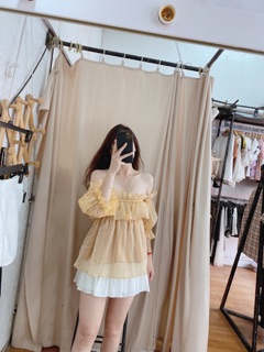 Áo voan kính trễ vai