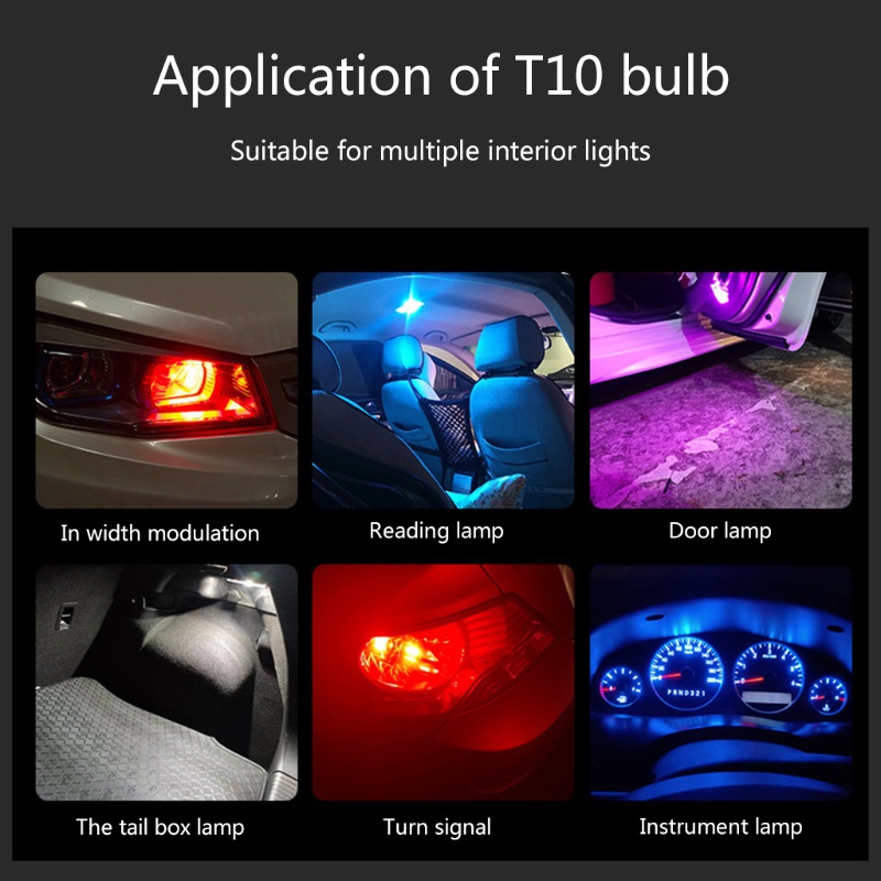 Bộ 10 Đèn LED T10 W5W COB Chất Lượng Cao Cho Xe Hơi