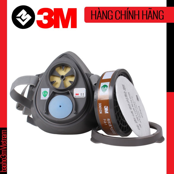 3M 3200 - trọn bộ mặt nạ phòng độc, lọc bụi gồm 6 chi tiết gồm 1 bộ lọc bụi và 1 bộ lọc hóa chất