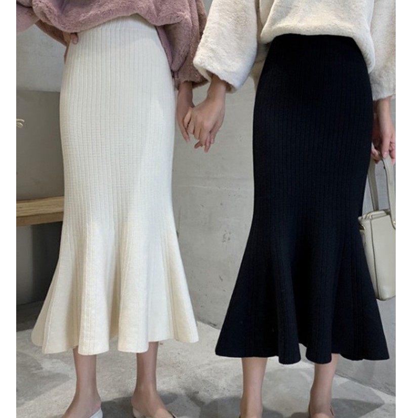 Chân váy bút chì dài 2021, chân váy dài qua gối xòe lưng cao đẹp màu đen, trắng thời trang công sở