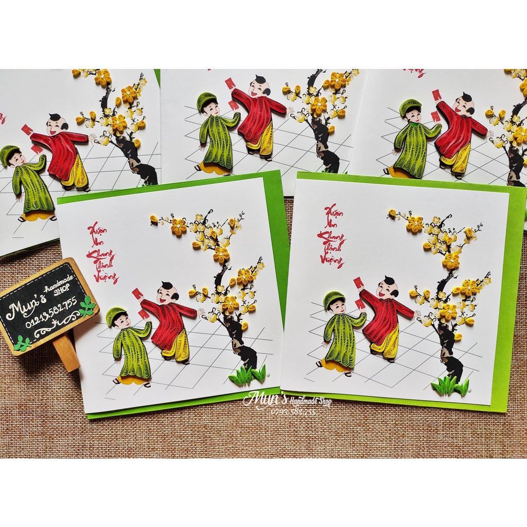 Thiệp Tết giấy xoắn [20 MẪU] ❤ Xuân 2022 - Quilling cards