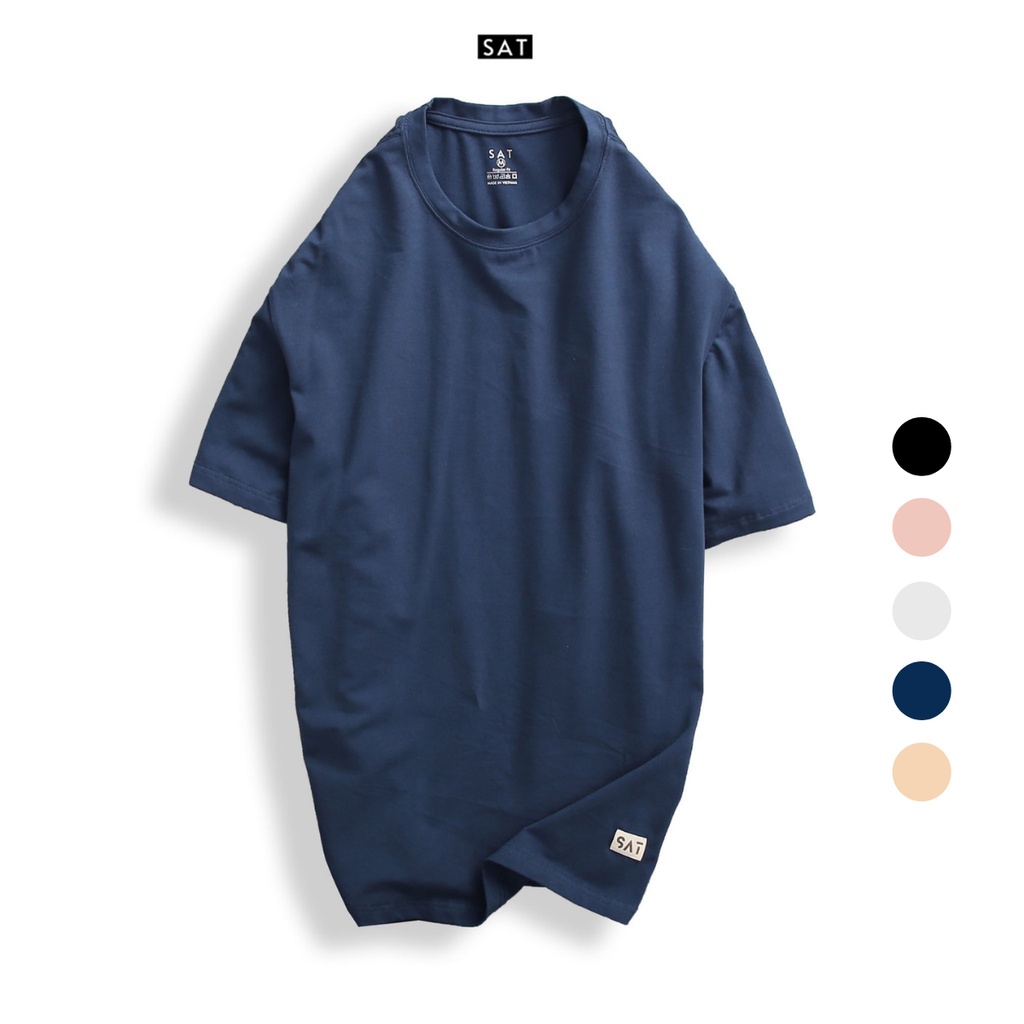 Áo thun trơn, T'shirt Basic cổ tròn SAT TS-02 unisex, vải cotton mềm mịn, dày dặn, trẻ trung chuẩn form