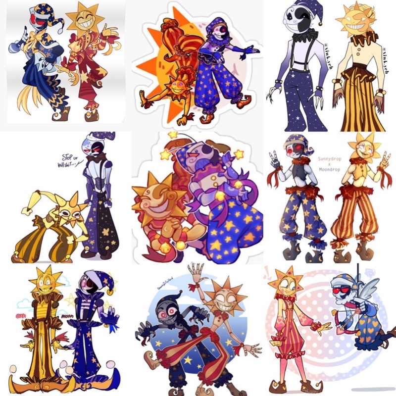 Sticker sun and moon 30-60 ảnh khác nhau /sticker game five nights