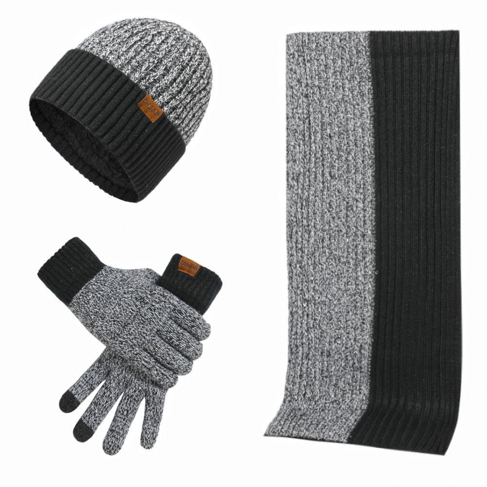 HS Set 3 Món Mũ beanie + Găng Tay + Khăn Choàng Cổ + Mũ beanie Cho Nam