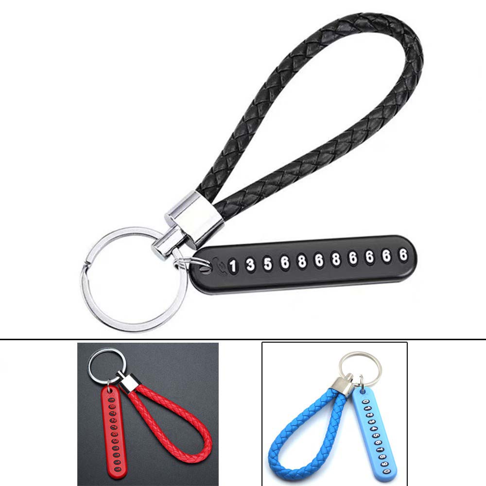 Móc khóa sáng tạo cho xe hơi thiết kế có số điện thoại chống thất lạc phối dây bện thủ công chất lượng cao