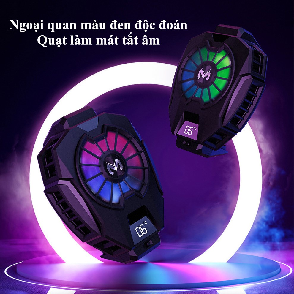 Quạt Tản Nhiệt điện Thoại Memo DL05 Quạt Tản Nhiệt Gaming DL05 Siêu Lạnh Hiển Thị Nhiệt Độ,LED RGB Kẹp Thu Vào 2