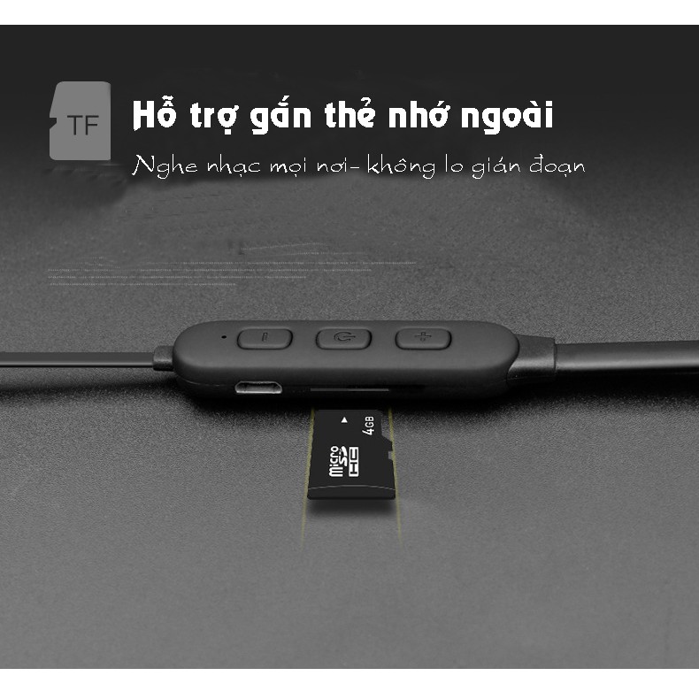 Tai nghe bluetooth thể thao vòng cổ hỗ trợ gắn thẻ nhớ ngoài