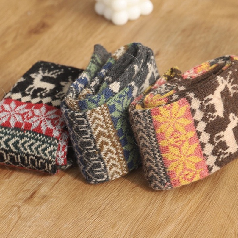 Tất Dệt Kim Giữ Ấm Chân Họa Tiết Bông Tuyết Xinh Xắn Cho Nữ