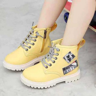 Giày Bé Gái Boot Giày Cao Cổ Da Mềm Màu Vàng (Không Lót Nhung) Size 27 - 31 - G10135A