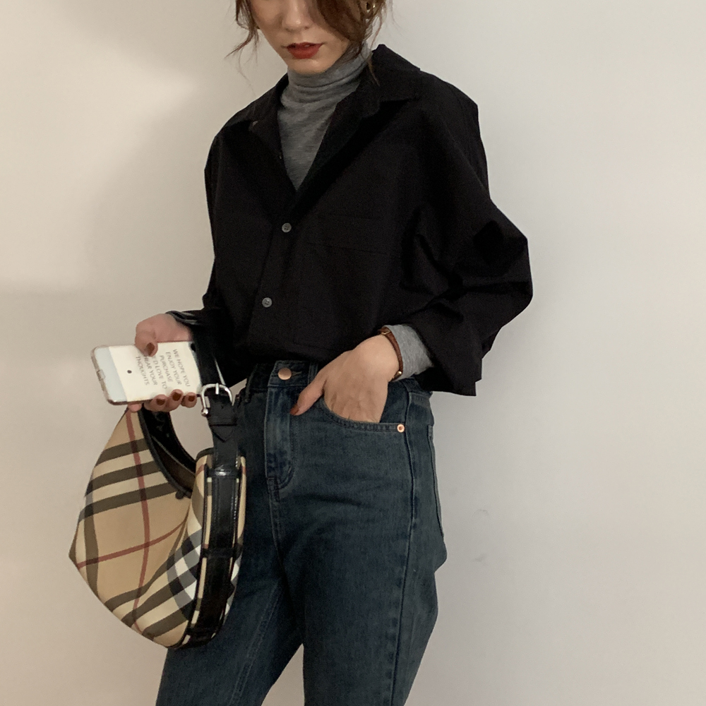 Korean style solid color long sleeve shirt