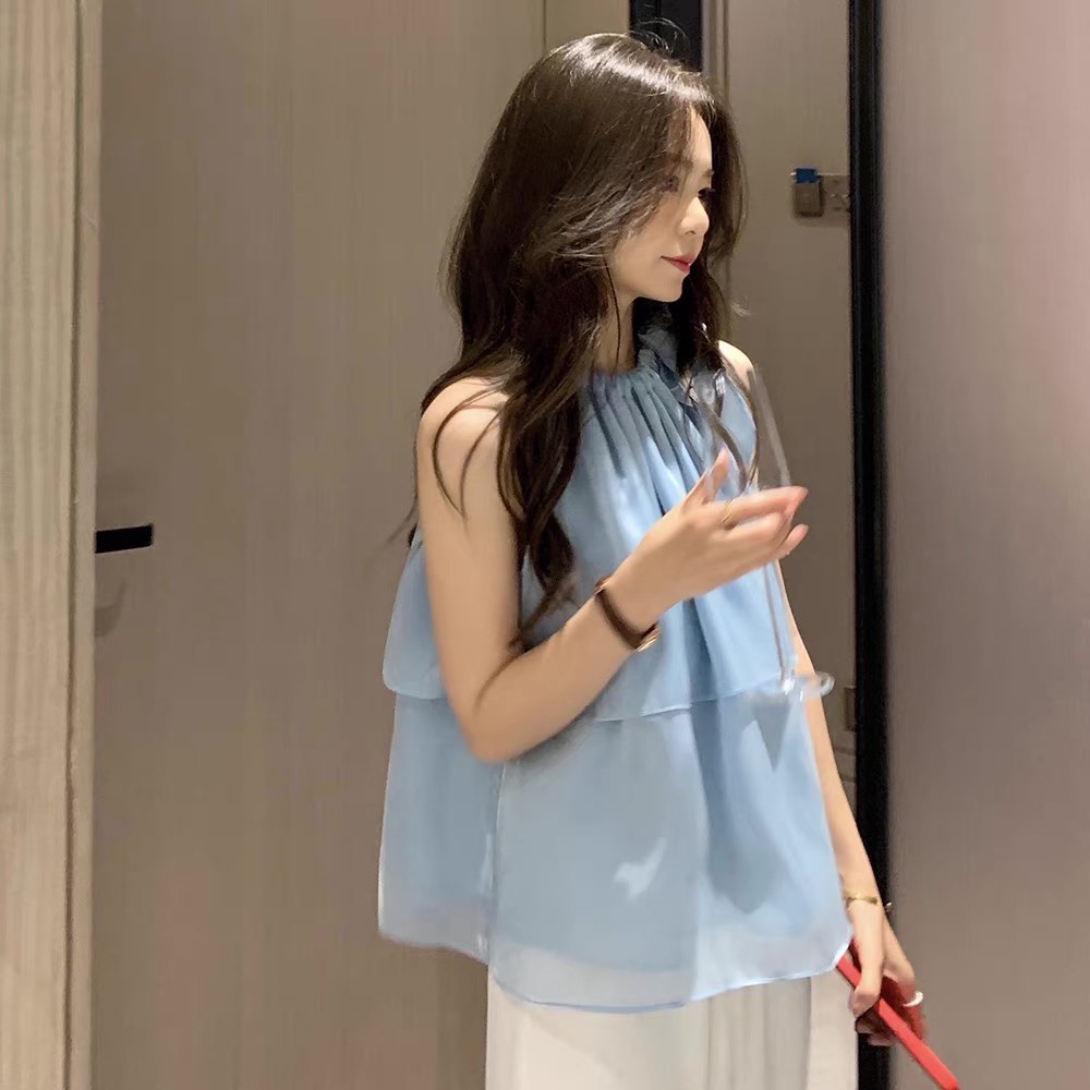 Set yếm chất tơ thắt nơ cổ kèm quần dài đũi trắng 2 lớp [ẢNH THẬT] M2330