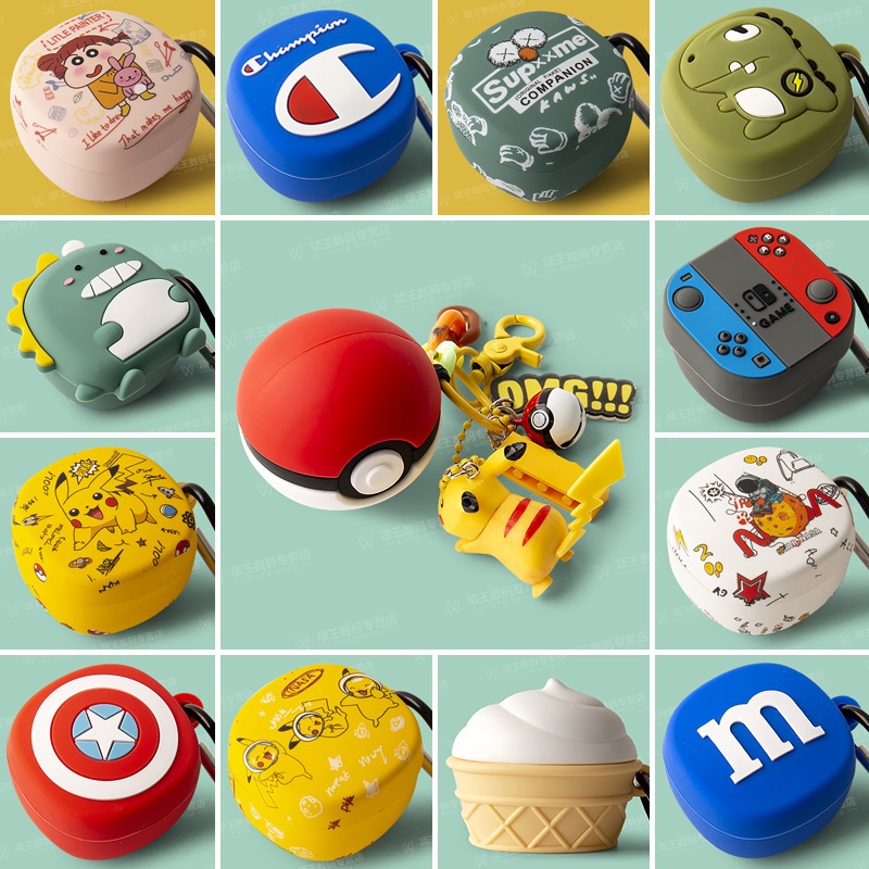 Vỏ Bảo Vệ Hộp Sạc Tai Nghe Không Dây Baseus WM01 WM01 Bằng Silicon Mềm Họa Tiết Hoạt Hình Pikachu / Kem Chiều Dễ Thương