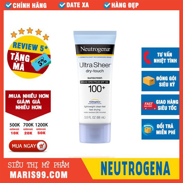 Kem chống nắng Neutrogena Ultra Sheer Dry Touch SPF 100 (88ml) _ NTG010CN
